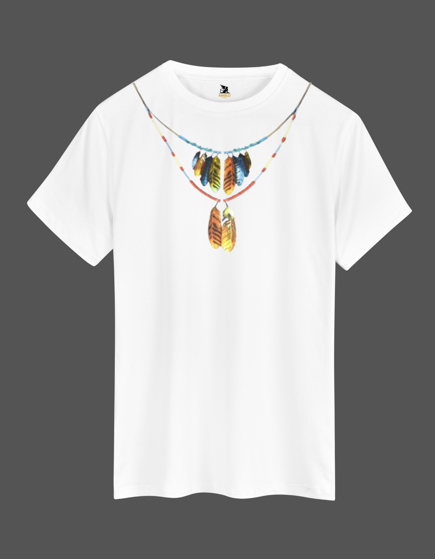 Feathers Necklace Tee - WHITE