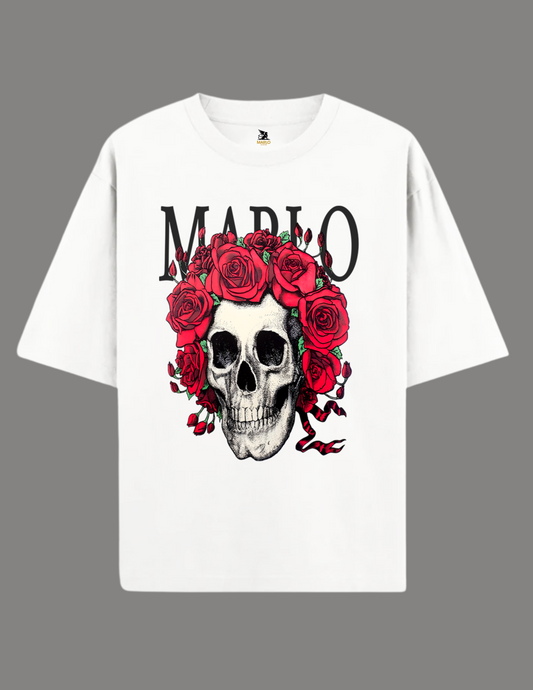 MARLO SKULL T-Shirt Printed Oversize Unisex WHITE