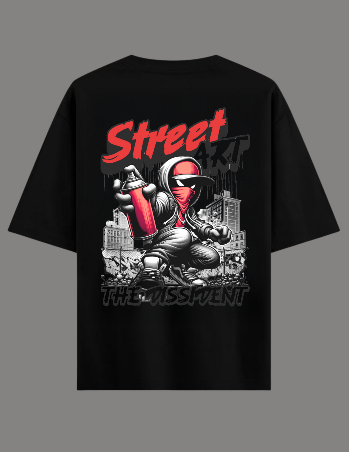 STREET ART T-Shirt Printed Oversize Unisex BLACK