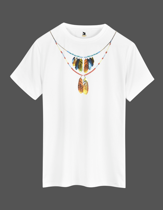 Feathers Necklace Tee - WHITE