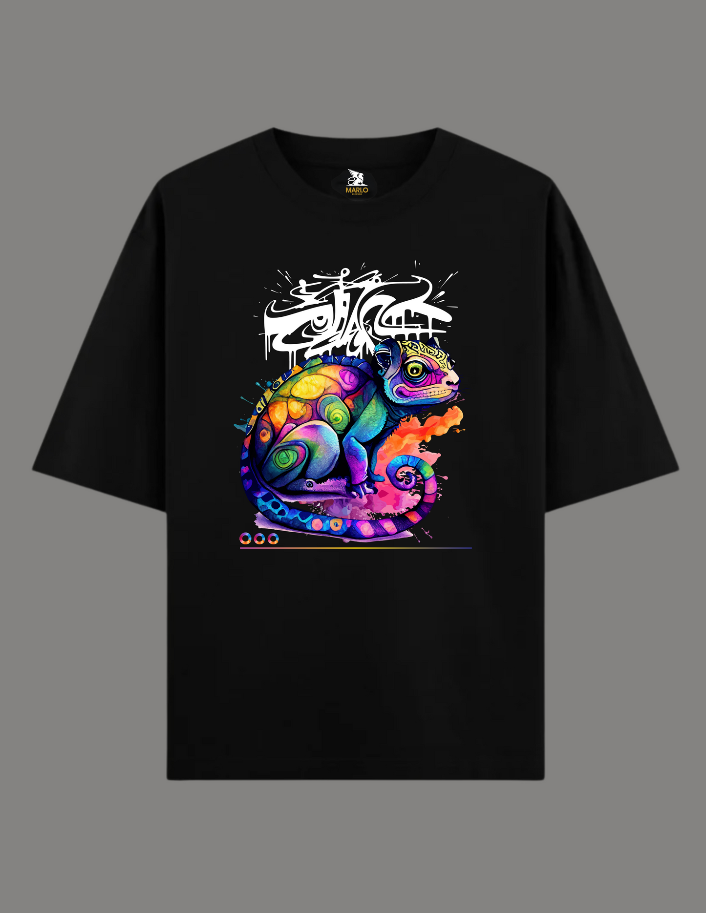 Chameleon T-Shirt Printed Oversize Unisex BLACK